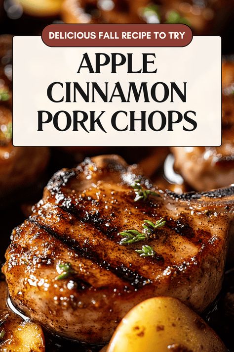 Easy Apple Cinnamon Pork Chops for Fall Apple With Pork Chops, Layered Apple Pork Chop Bake, Pork Chops In Apple Juice, Apple Marinade For Pork, Apple Glaze Pork Chops, Boneless Pork Chop Recipes With Apples, Apple Pecan Pork Chops, Pork Chops With Apples And Bacon, Pork Chops With Apple Sauce