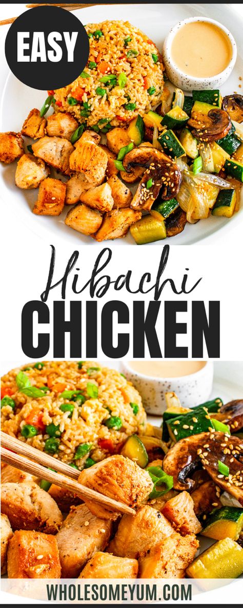 Hibachi Chicken Chicken For Fried Rice Recipe, Meals With Fried Rice, Low Calorie Hibachi Chicken, Teriyaki Chicken Hibachi Recipe, Habachi Chicken Marinade, Hibachi Chicken With Fried Rice, Hibachi Chicken Stir Fry, Chicken Habachi Bowl, How To Make Habatchi Chicken