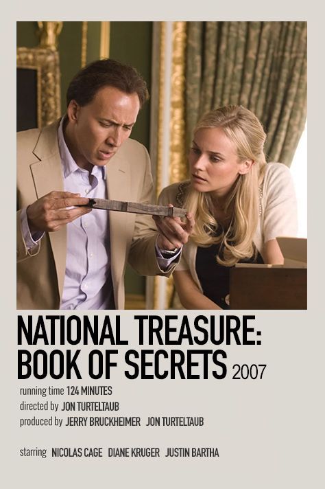 National Treasure Movie, Minimalistic Polaroid Poster, Nicolas Cage Movies, Greatest Movies Of All Time, Simple Posters, Minimalist Polaroid Poster, Book Of Secrets, Movie Collage, Greatest Movies