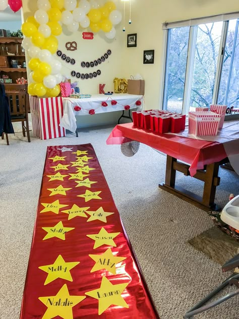 Theatre Birthday Party, Movie Theater Birthday Party, Diy Movie Theater, Movie Theater Birthday, Movie Theatre Birthday Party, Movie Party Decorations, Movie Theater Party, Theatre Decorations, Movie Theme Birthday Party