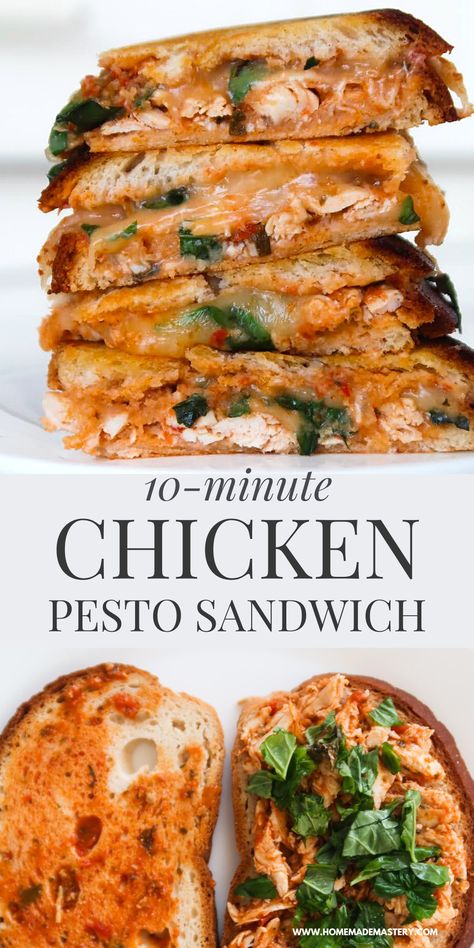 Red Pesto Sandwich, Chicken Pesto Sourdough Sandwich, Pesto Chicken Sandwich On Sourdough, Grilled Pesto Sandwich, Basil Pesto Chicken Sandwich, Chicken And Pesto Sandwich, Easy Sandwich Recipes Work Lunches, Sourdough Sandwich Recipes Healthy, Chicken Pesto Sandwich Recipe