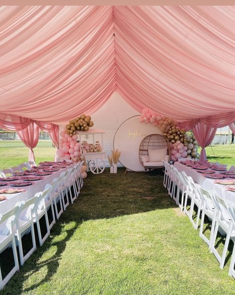 Party Tent Decorations, Backyard Tent, Backyard Graduation Party, Debut Ideas, Quinceanera Planning, Quince Decorations, Graduation Party Planning, Outdoor Baby Shower, Quinceanera Decorations