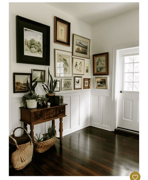 Ideas For The House Decorating, Small Landing Space Ideas Upstairs, Long Wall Entryway, Pictures On Small Wall, Small Stairway Entryway Ideas, Small Outside Entryway Ideas, Small Entryway Into Living Room, Small Front Door Ideas Entrance, Blank Entry Wall Ideas