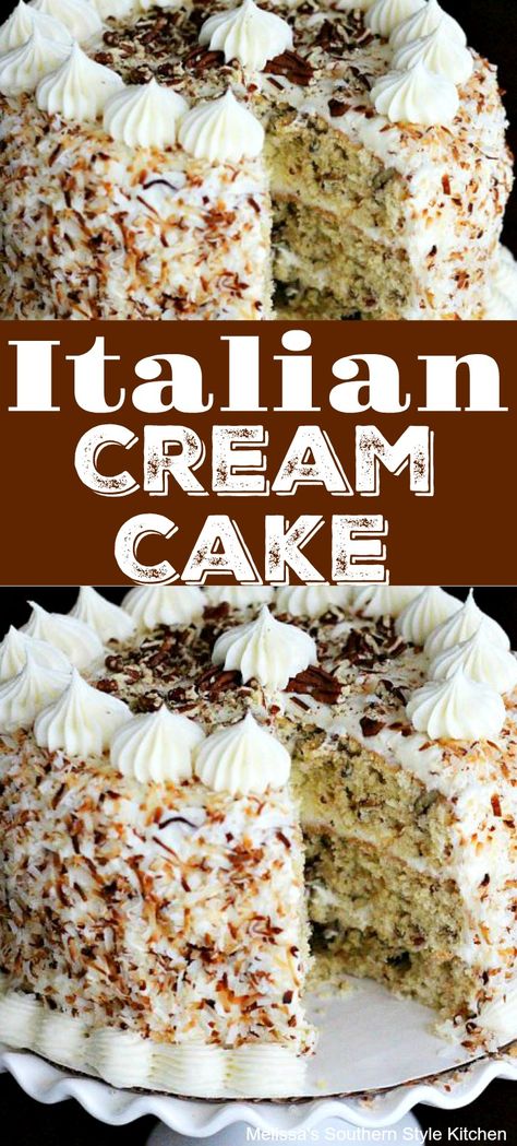 Citrus Cake Recipe, Coconut Food, Italian Cream Cake Recipe, Dessert Chef, Citrus Cake, Dessert Oreo, Rock Cake, Cream Cake Recipe, Italian Cream Cakes