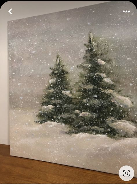 Snowy Christmas Tree Painting, Winter Pine Trees Painting, Winter Background Painting, Large Christmas Painting, Christmas Paintings On Canvas Aesthetic, Winter Christmas Painting, Christmas Trees Paintings, Snowy Paintings Acrylic, Painted Winter Scenes