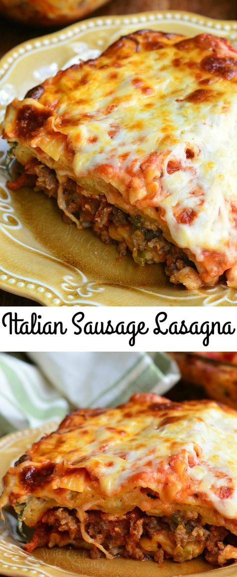 Italian Sausage Lasagna | from willcookforsmiles.com #dinner #pasta #lasagna Italian Sausage Lasagna, Lasagna Recipe With Ricotta, Italian Lasagna, Sausage Lasagna, Best Lasagna Recipe, Best Lasagna, Pasta Lasagna, Lasagne Recipes, Easy Lasagna Recipe