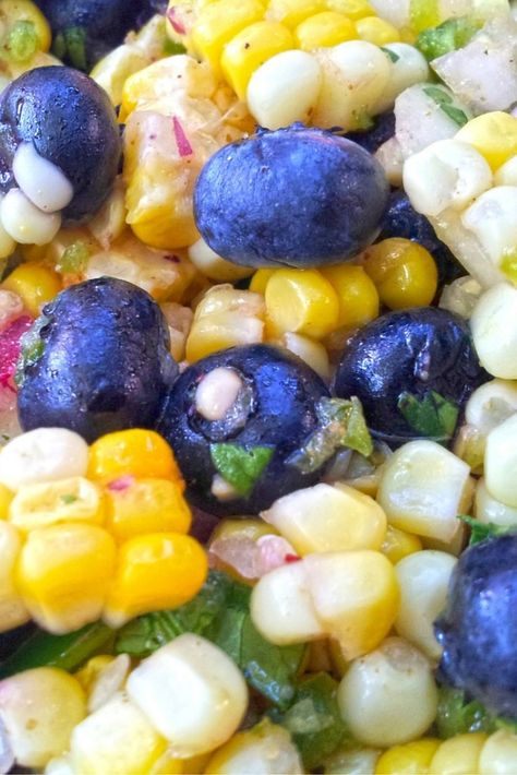 Corn Blueberry Salad Recipe, Blueberry Corn Salad, Corn And Blueberry Salad, Cherry Salad Dressing, Blueberry Salad Recipes, Cooking Sweet Corn, Cherry Salad, Cherries Salad, Corn Dip Recipes