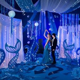 Under the Sea Complete Theme Under The Sea Prom, School Dance Ideas, Prom Tips, Homecoming Themes, Ocean Theme Party, Prom Themes, Underwater Theme, Dance Themes, Sea Wedding