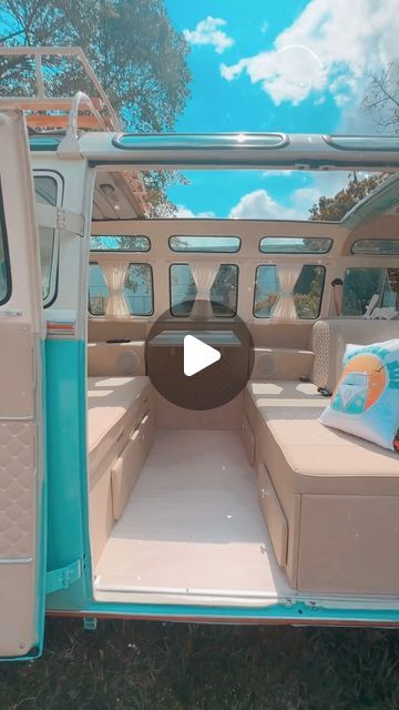 USA Custom VW Bus on Instagram: "☀️ 🚌🩵 Camp in style with our USA Custom VW Bus while enjoying the great outdoors. Our Vintage and Classic VW Bus comes equipped with all the amenities you need for a luxurious camping trip, including a state-of-the-art TV. #outdooradventures  #VWBusCamping #AdventureAwaits”  Contact us today usacustombus@gmail.com.   #VWBusCamping 🚌⛺️📺#vwbuslovers #vwbus #vwmicrobus #usacustombus #usacustomprojects #customvwbus #vwbusinterior #vwbusforsale #florida" Luxurious Camping, Vw Bus For Sale, Volkswagen Bus Interior, 1974 Vw Bus Interior, Vw Bus Interior, 1972 Vw Bus, 1974 Vw Bus, 1971 Volkswagen Bus, Bus Interior