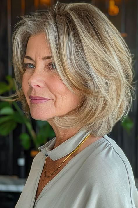 Short Layer Medium Length Hair, Short Women's Haircut, Short Bobs 2024, Very Layered Hair Medium Over 50 2024, Bob Hairstyles For Thick Hair Over 50, Womens Layered Haircut Medium, Layered Bob Hairstyles For Thick Hair, Short Hair Cuts For Women With Layer, Short Length Haircut With Layers