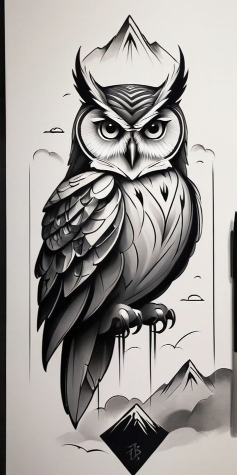 Owl Tattoo Stencil, Odin's Ravens Tattoo, Japanese Koi Fish Tattoo, Owl Tattoo Drawings, Dragon Tattoo Ideas, Horror Movie Tattoos, Cute Owl Tattoo, Hand Lettering Alphabet Fonts, Odin's Ravens