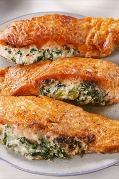 Spinach Stuffed Salmon, Stuffed Salmon, Pescetarian Recipes, Honey Mustard Salmon, Healthy Salmon Recipes, Pescatarian Recipes, Creamed Spinach, Trending Recipes, Calamari