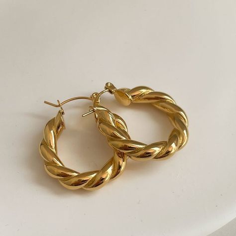 Round Hoop Earrings, Twisted Hoop Earrings Gold, Gold Thick Hoop Earrings, Unique Gold Hoop Earrings, Gold Twist Hoop Earrings, Gold Twisted Hoop Earrings, Twisted Gold Hoop Earrings, Funky Gold Earrings, Thick Gold Earrings