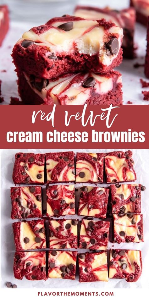 Homemade Red Velvet Brownies, Red Velvet Dessert Recipes Easy, Red Velvet Brownies With Cream Cheese, Red Velvet Cheesecake Bars, Red Velvet Cheesecake Cookies, Desert Bars, Red Velvet Cheesecake Brownies, Velvet Brownies, Red Desserts