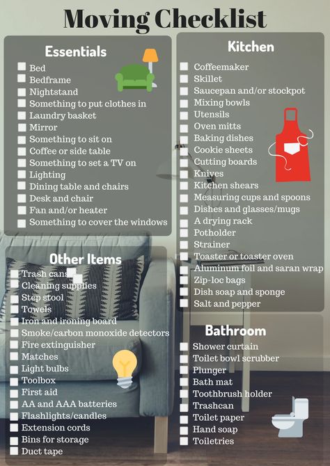 New Apartment Checklist, First Home Checklist, Apartment Organization Diy, Apartment Minimalist, Moving House Tips, First Apartment Tips, House Checklist, New Home Essentials, First Apartment Essentials