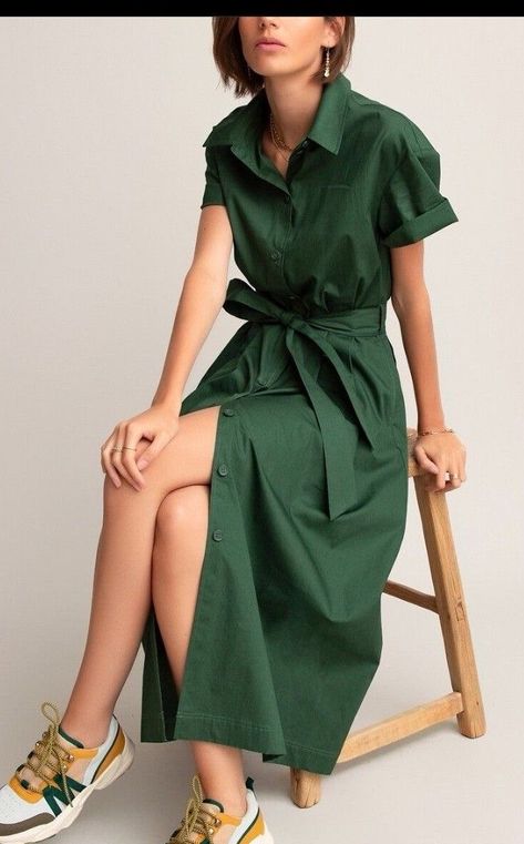 Casual Chique Stijl, Chique Outfit, Summer 2025, Cotton Shirt Dress, Midi Shirt Dress, Knee Length Dresses, Style Summer, Look Chic, Outfits Casuales