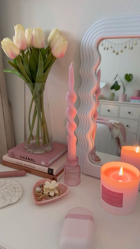 Candles Preppy, Danish Room, Pink Rooms, Pinterest Room, Girl Therapy, Aesthetic Candle, Aesthetic House, Pink Room Decor, Dekorasi Kamar Tidur