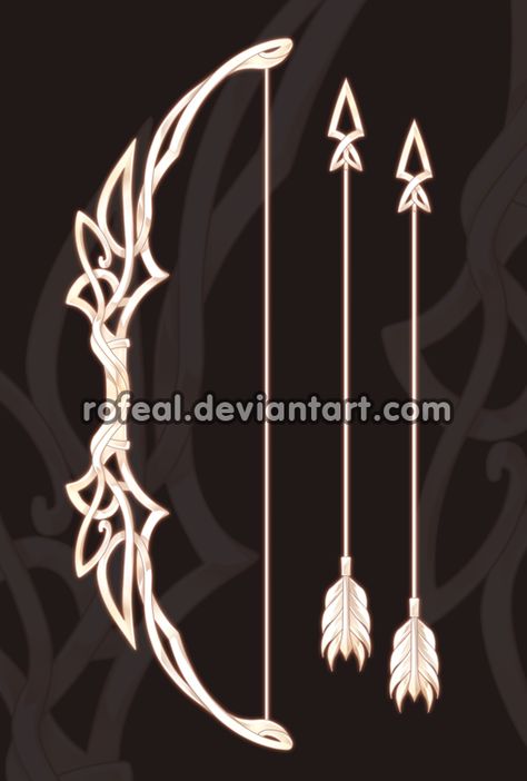 Fantasy Bow And Arrow Design, Rofeal Deviantart, Legend Of The Guardians, Bow Arrows, Magic Art, Art Tips, Sake, Digital Artist, Fantasy Art