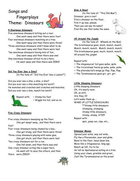 songs fingerplays dinosaurs 13 - Preschool My Family Theme Preschool, Dinosaur Songs For Preschool, Family Theme Preschool, Dinosaur Crafts Preschool, Preschool Dinosaurs, Dinosaur Songs, Dinosaur Preschool, Dinosaur Week, Dinosaur Lesson