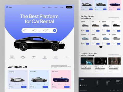 Car Rental Website by Fireart UI/UX for Fireart Studio on Dribbble Car Rental Website Design Inspiration, Electric Car Website Design, Rent A Car Website Design, Car Landing Page, Car Website Design, Car Rental Website, Car App, Car Ui, Rent Car