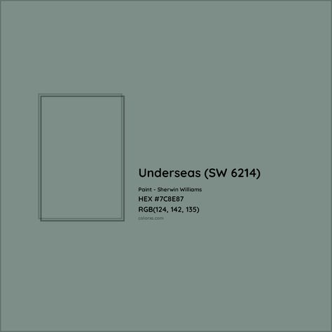 Sherwin Williams Underseas (SW 6214) Paint color codes, similar paints and colors Sherwin Williams Underseas Paint, Sw Underseas Paint, Sw Cyberspace Coordinating Colors, Underseas Sherwin Williams, Sw Underseas, Sherwin Williams Underseas, Sherwin Williams Stardew, Paint Carpet, Sherman Williams