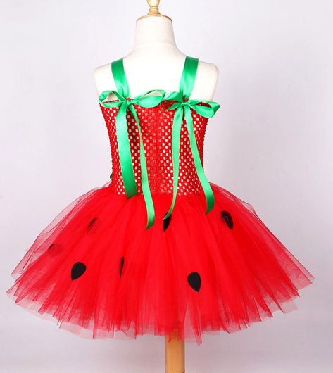 Kids Birthday Dresses, Christmas Halloween Costumes, Fruit Dress, Strawberry Costume, Tulle Outfit, Free Vibes, Flowers Ribbon, Decorations Flowers, Boho Festival Fashion