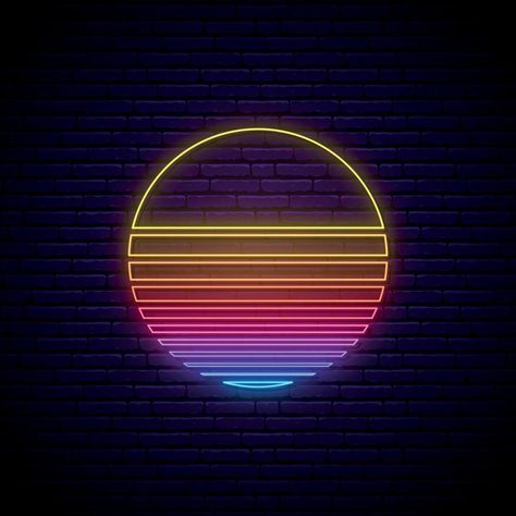 Neon Signs Aesthetic, Signs Aesthetic, Sun Lights, Vaporwave Cyberpunk, Dan Flavin, Sunset Party, Geometric Light, 80s Neon, Neon Moon