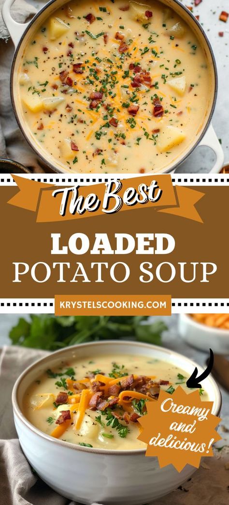 Best Loaded Potato Soup, Loaded Potato Soup, Creamy Potato Soup, Homemade Soup Recipe, Fall Soup Recipes, Baked Potato Soup, Loaded Potato, Potato Soup Recipe, Fall Soups