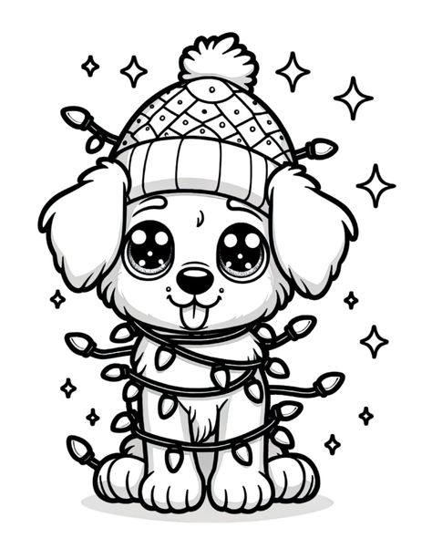 Christmas Squishmallows Coloring Page, Christmas Animals Coloring Pages, Christmas Dogs Drawings, Christmas Puppy Coloring Page, Christmas Coloring Cards Free Printables, Christmas Drawing To Color, Christmas Dog Coloring Pages, Christmas Clipart Black And White, Christmas Dog Drawing