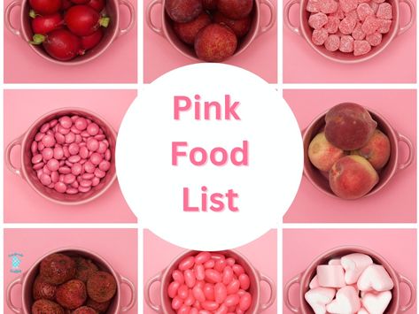 pink-food-list Pink Themed Charcuterie Board Ideas, Pink Hors D’oeuvres, Pink Charcuterie Board Aesthetic, All Pink Charcuterie Board, Pink Theme Party Food, Pink Food Board Ideas, Pink Savory Food Ideas, Pink Food Tray, Healthy Pink Snacks