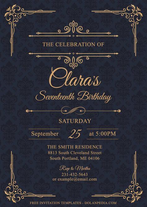 11+ Elegant Birthday Invitation Templates For Your Kid’s Upcoming Birthday Party | Dolanpedia Bday Invitation Card, Royal Invitation, Elegant Birthday Invitations, Indian Invitations, Online Invitation Card, Debut Invitation, Birthday Invitation Card Template, 70th Birthday Invitations, Debut Ideas