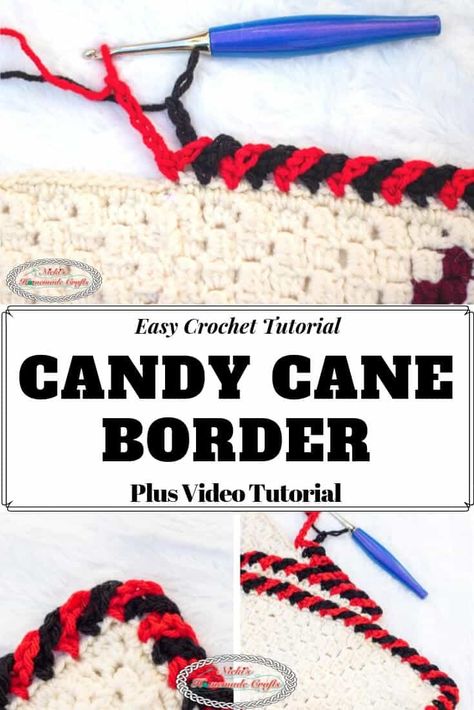 Candy Cane Border, Crochet Candy Cane, Advanced Crochet Stitches, Crochet Blanket Border, Crochet Candy, Crochet Blanket Edging, Crochet Border Patterns, Border Patterns, Crochet Edges