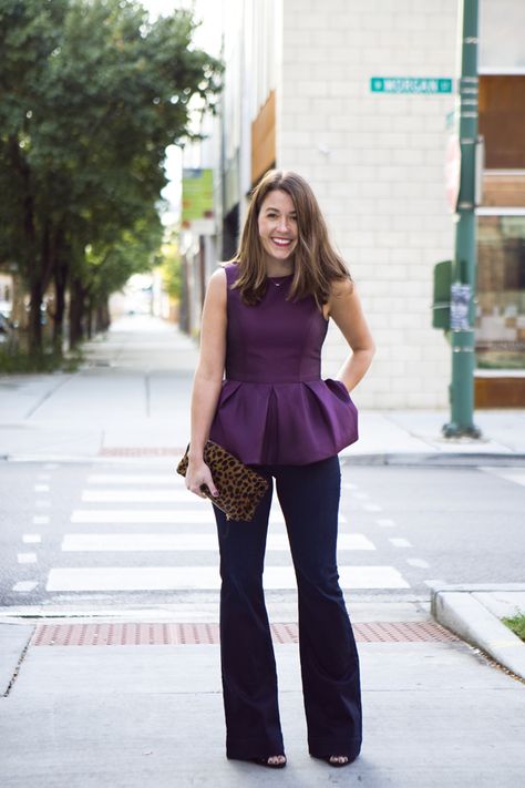 Plum pleated peplum top Purple Top Work Outfit, Peplum Shirts For Women, Purple Peplum Top, Styling Peplum Top, Peplum Top Outfits 2023, Peplum Top For Jeans, Peplum Sleeveless Top, How To Style Peplum Tops, Peplum Top Outfits Dressy