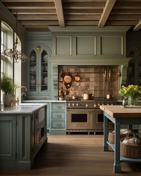 Cafehailee - Outstanding kitchen 😍😍 Traditional English Kitchen Design, Old English Style Kitchen, Historic Renovation Interior Design, English Country Kitchens Cottage, Old English Cottage Kitchen, English Manor Kitchen, Old English Country House Interior, Tudor Interior Design, Old English Cottage Interiors