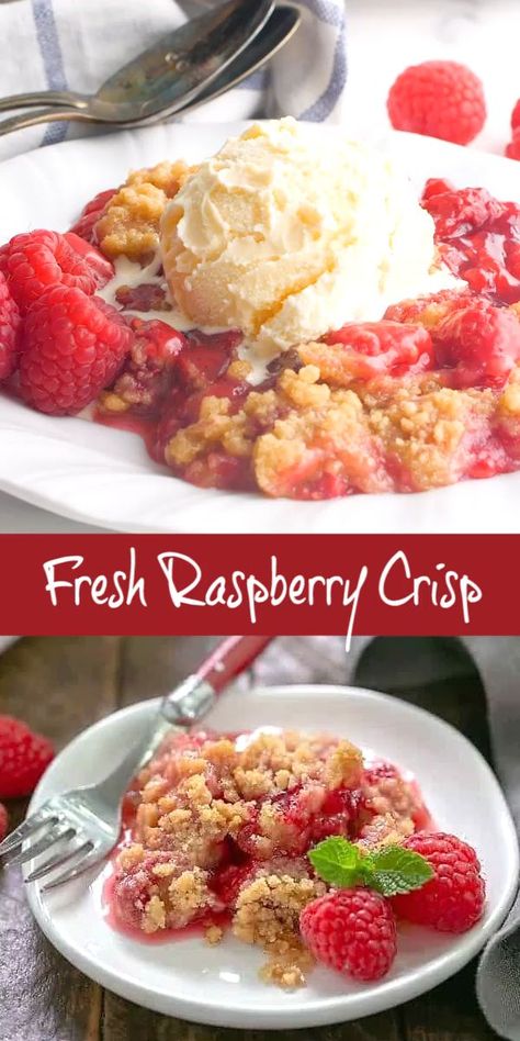 Zinger Poke Cake, Raspberry Zinger Poke Cake, Fresh Raspberry Desserts, Fresh Raspberry Recipes, Raspberry Zinger, Apple Crisp No Oats, Raspberry Recipes Dessert, Raspberry Crisp, Raspberry Crumble