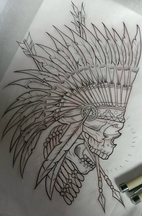 Indian Skull Sleeve Tattoo, Indian Chief Head Tattoo, Western Style Sleeve Tattoo Men, Native American Tattoo Stencil, Country Men Tattoos, Native Skull Tattoo, Native American Indians Tattoo, Native American Skull Tattoo, Leather Tattoo Design