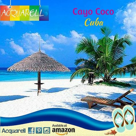 Cayo Coco es una isla en la región central de #Cuba, su superficie de 370 km² la hace la cuarta isla más grande de este país. Es famosa por sus lujosas estaciones turísticas con todo incluido y está ubicada en la provincia de Ciego de Ávila y siendo parte de una cadena de islas conocidas como “Jardines del Rey” #DestinosAcquarell #Acquarell #Playa Cayo Coco Cuba, Beach Towel, Patio Umbrella, Cuba, Beach Mat, Lowest Price, Coco, Outdoor Blanket, Surfing