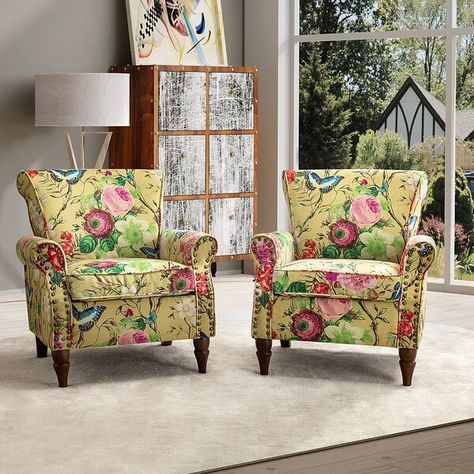 Floral Armchair, Single Couch, Design Marocain, Wingback Accent Chair, Chairs Living Room, Accent Chair Set, Wingback Armchair, Furniture Material, Single Sofa Chair