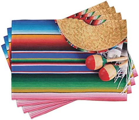 Amazon.com: mexican mercado Mexican Mercado, Latin American Culture, Dining Table Standard Size, Serape Blanket, Blanket Rug, Usa Dress, Fabric Placemats, American Culture, Place Mats