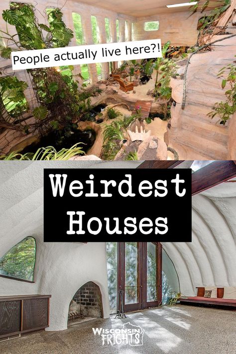 Weird houses and bizarre architecture in Wisconsin Recycled House Ideas, Low Cost Housing Design, Strange Houses Unusual Homes, Weird Houses Unusual Homes, Earthship Home Cold Climate, Solarpunk Architecture, Unique Tiny Houses, Crazy Homes, Unique Home Architecture