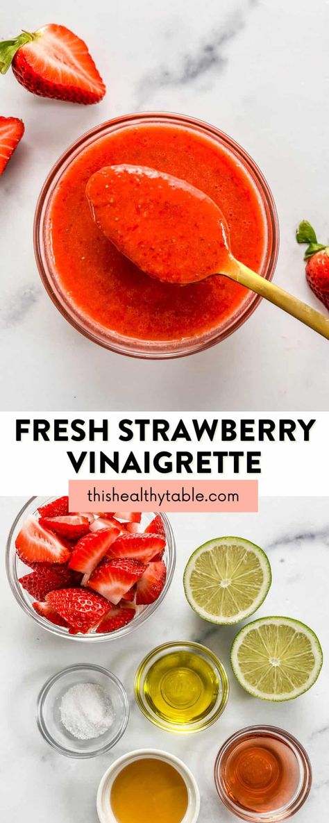 This gorgeous strawberry vinaigrette dressing recipe will be your new favorite homemade dressing! Strawberry Vinaigrette Dressing Recipe, Strawberry Vinegarette, Strawberry Vinaigrette Dressing, Best Dressing Recipe, Balsamic Vinaigrette Dressing Recipe, Strawberry Dressing, Strawberry Salad Dressing, Backyard Bbq Food, Bbq Foods