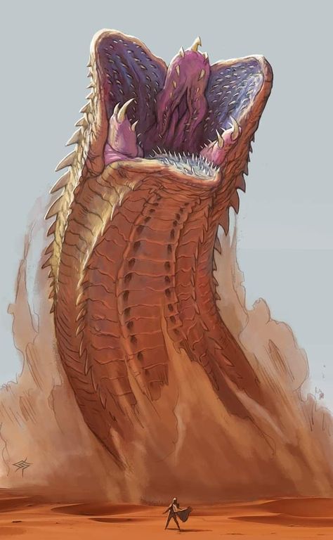 Monster Artwork, Dune Art, Creature Artwork, Dnd Monsters, Giant Monsters, Fantasy Beasts, Kaiju Monsters, Alien Concept Art, Monster Concept Art