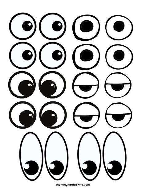 Free Printable Monster Eyes And Mouth, Free Printable Faces, Goggly Eyes Crafts, Googly Eyes Drawing, Art To Print Free Printable, Printable Eyes Templates, Mouth Template Free Printable, Diy Googly Eyes, Eyes Clipart Free Printable