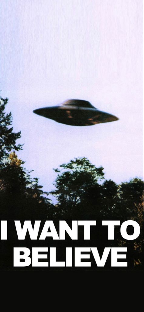 Fox Mulder’s “i want to believe” poster from 90’s television show ‘the x-files’ formatted to phone wallpaper size; in white text at the bottom of poster the words ‘i want to believe’ are placed, just below tree tops in a forest. above the tree tops is an open sky with a flying saucer ‘ufo’ hovering/flying above the trees. X Files I Want To Believe, X Files Phone Wallpaper, The X Files Aesthetic Wallpaper, Ufo Wallpaper Aesthetic, X Files Wallpaper Iphone, Fox Mulder Wallpaper, I Want To Believe Wallpaper, Fox Mulder Aesthetic, X Files Quotes