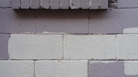 How To Paint Cinder Blocks - Home Improvement How To Make Cinder Block Walls Look Good, Painting Cinder Block Walls Outdoor, Painted Cinder Block Walls, Paint Cinder Blocks, Cinder Block Paint, Cinder Block House, Masonry Blocks, Painting Cement, Cool Gym