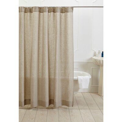 Decorate your bathroom in rustic, natural style with this charming shower curtain. Designed with 100-percent cotton, this machine washable curtain comes in your choice of white or natural to brighten your bathroom decor. | Eider & Ivory™ Macaulay Linen Single Shower Curtain Linen in White, Size 72.0 H x 72.0 W in | Wayfair Bath Decor Ideas, Linen Shower Curtain, Amity Home, Counter Top Accessories, Shower Curtain Sizes, Cotton Shower Curtain, Bath Store, Custom Shower Curtains, Cool Curtains