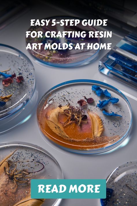 Guide for crafting resin art molds with decorative floral designs. Home Made Resin Molds, How To Do Epoxy Resin Crafts, Step By Step Resin Art, How To Make Epoxy Resin Molds, Resin Wood Slice, Make Silicone Molds Diy, How To Do Resin Art Tutorials, How To Make Resin Molds, Epoxy Resin Art For Beginners