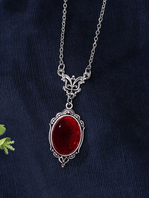 Oval Pendant NecklaceI discovered amazing products on SHEIN.com, come check them out! Medieval Jewelry, Magical Jewelry, Jewelry Accessories Ideas, Red Jewelry, Fancy Jewellery, Fancy Jewelry, Fantasy Jewelry, Oval Pendant, Girly Jewelry