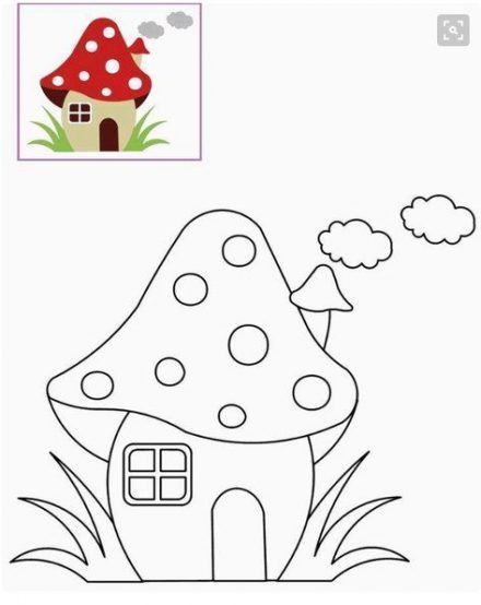 Draw, color and animate a house using hand and pencil Embroidery Designs For Kids, Easy Disney Drawings, New Embroidery Designs, New Embroidery, Mushroom House, Pola Sulam, 자수 디자인, Art Drawings For Kids, Applique Patterns