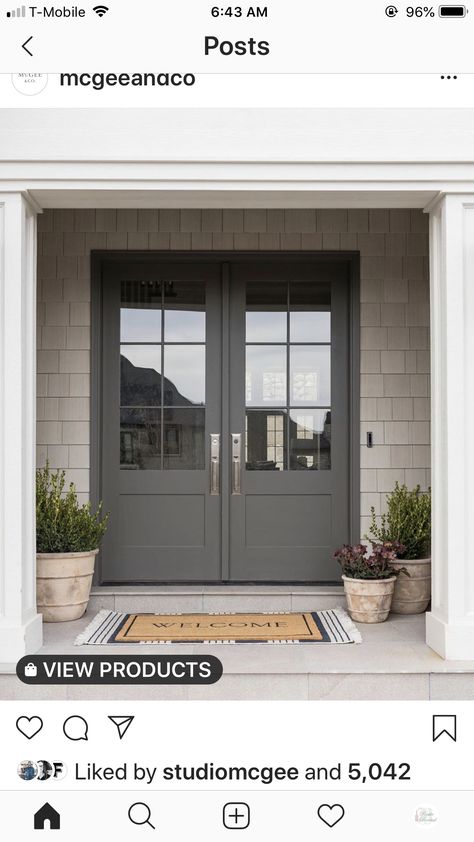 Kendall Charcoal - Benjamin Moore Best Front Door Colors, Best Gray Paint Color, Best Gray Paint, Tan House, Best Front Doors, Doors Diy, Door Paint Colors, Door Colors, Front Door Ideas